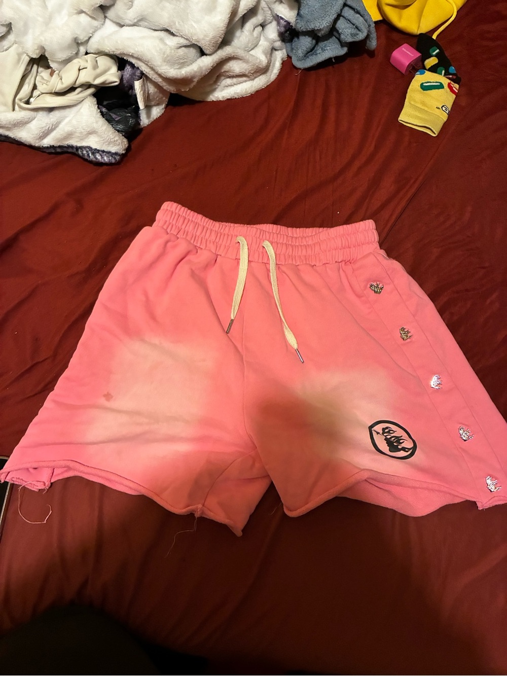 Pink Hellstar Drawstring Casual Shorts